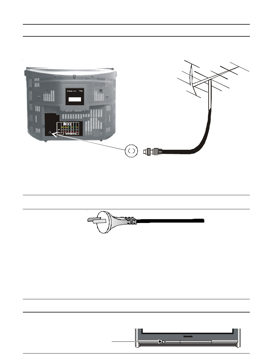 Getting started, Turn on the television, Connect the power plug | Connect the aerial, Getting started connect the aerial | Panasonic TX-86PW200A User Manual | Page 6 / 44