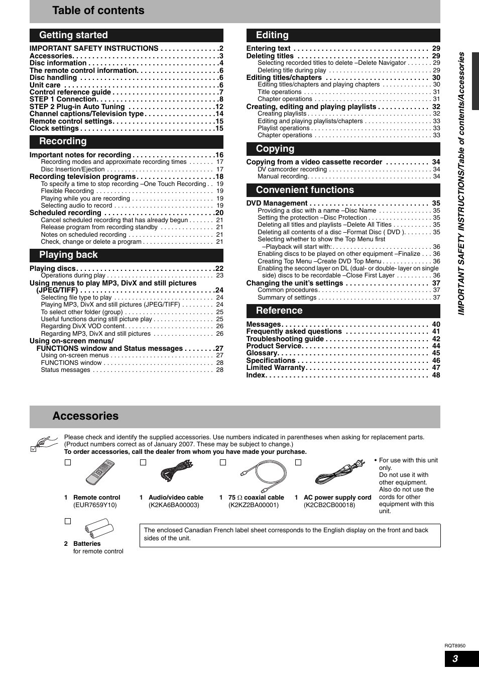 Panasonic DMR-ES16 User Manual | Page 3 / 48