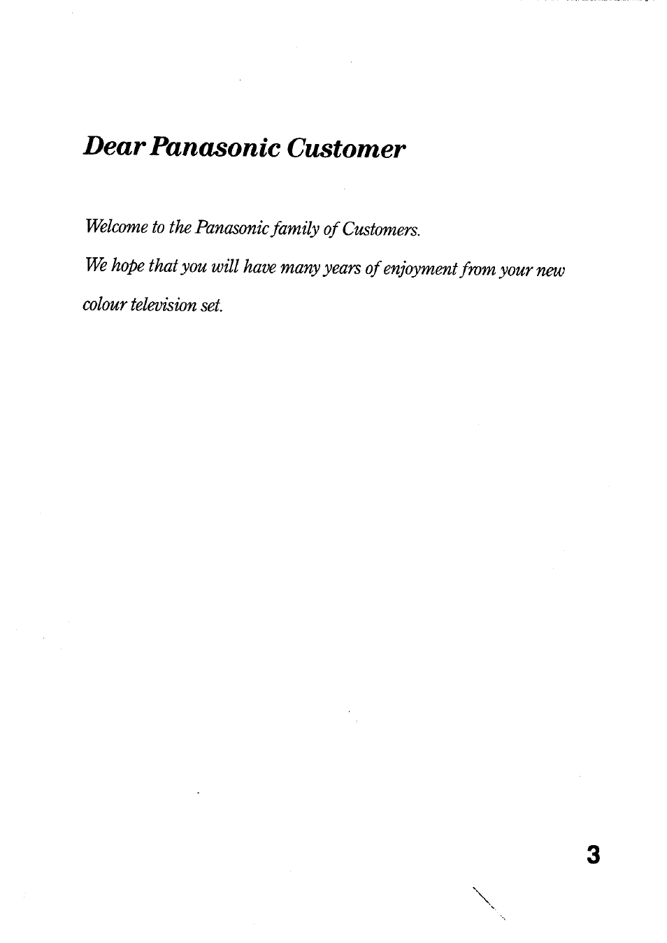 Dear panasonic customer | Panasonic TC-29V1Z User Manual | Page 3 / 77
