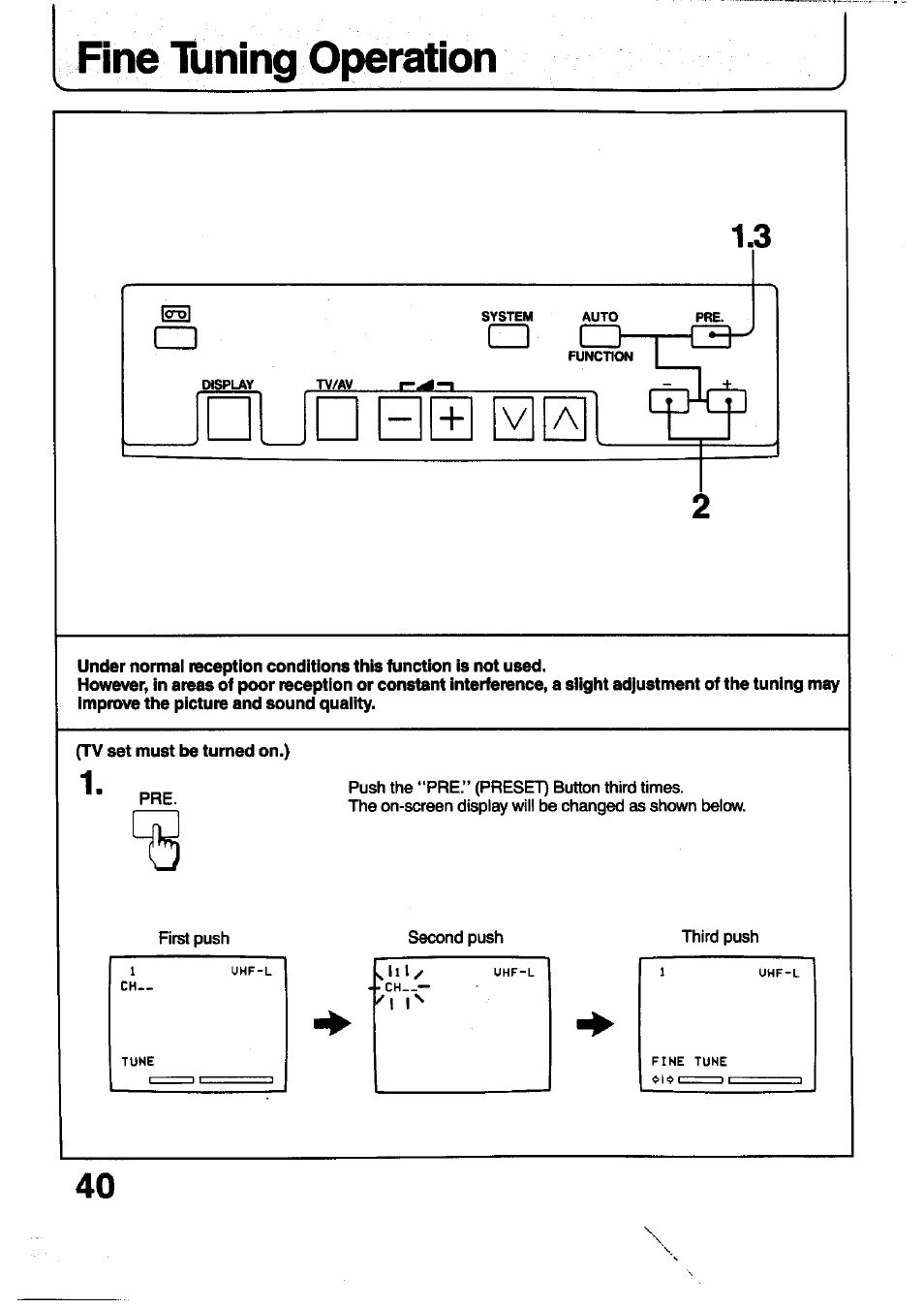 Fine tuning operation | Panasonic TC-29V1Z User Manual | Page 40 / 77