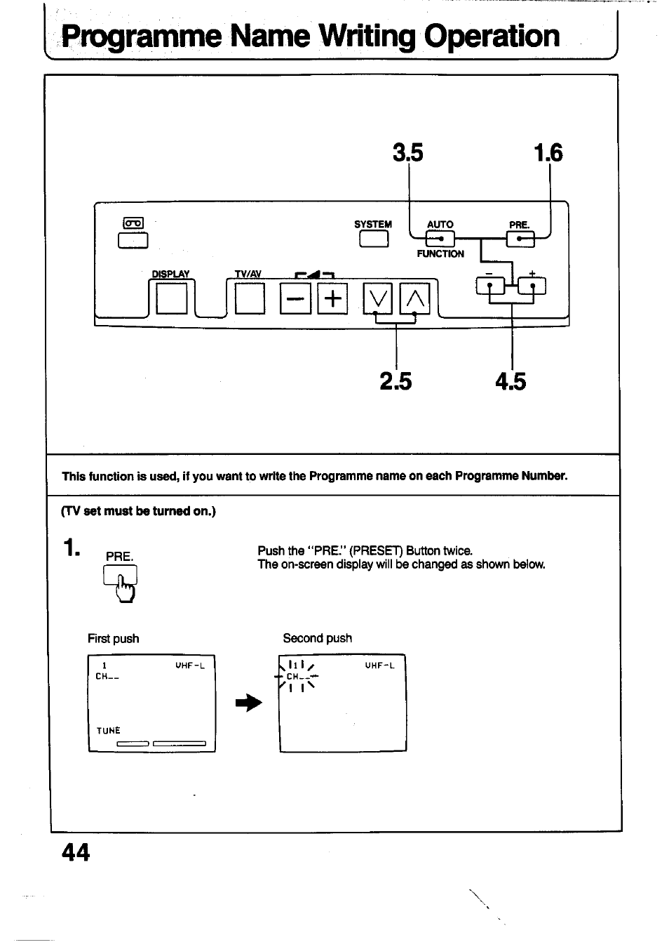 Programme name writing operation | Panasonic TC-29V1Z User Manual | Page 44 / 77