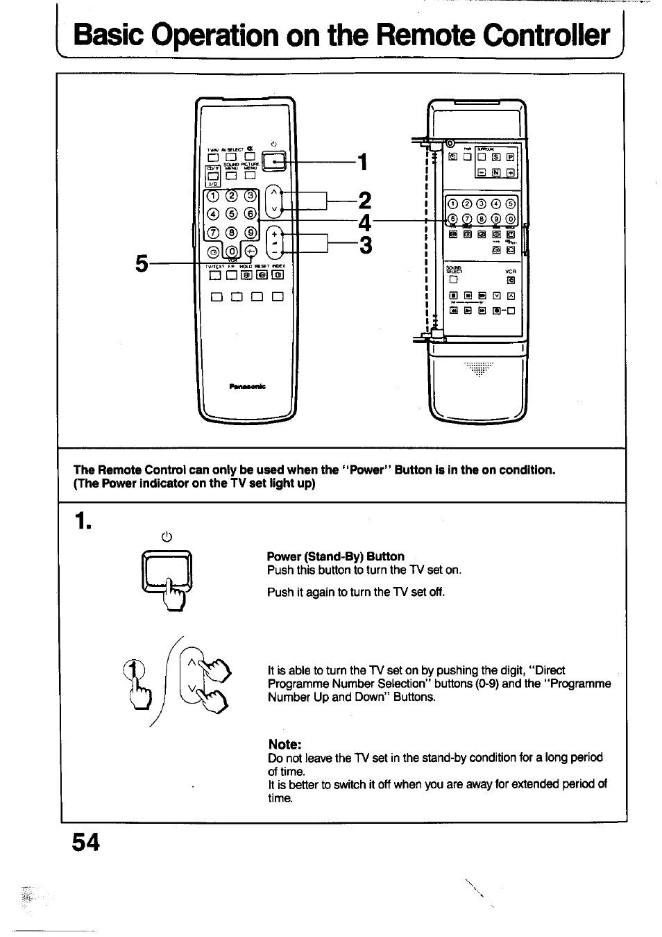 Basic operation on the remote controller | Panasonic TC-29V1Z User Manual | Page 54 / 77