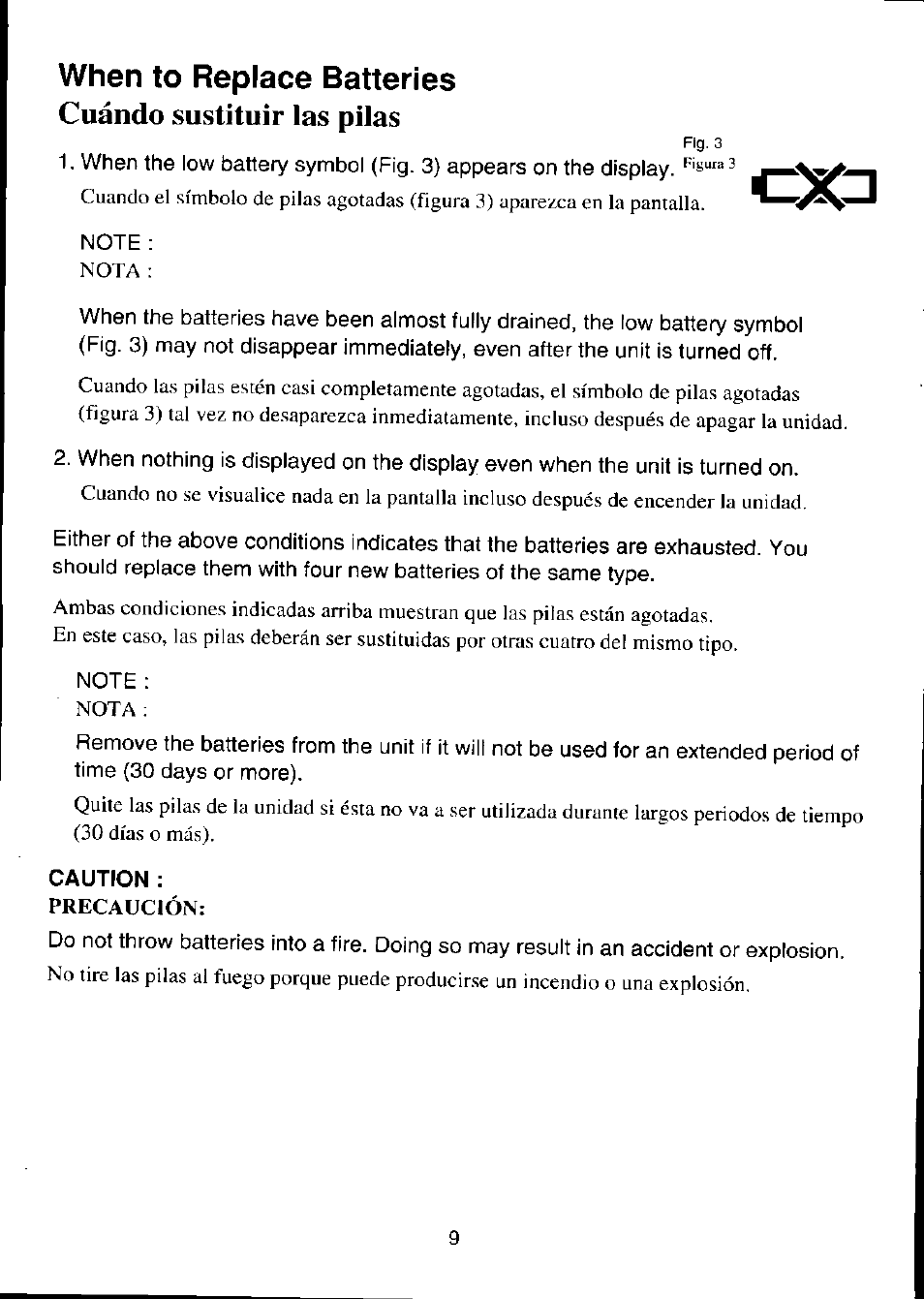 Cuándo sustituir las pilas, When to replace batteries | Panasonic EW-254 User Manual | Page 10 / 24