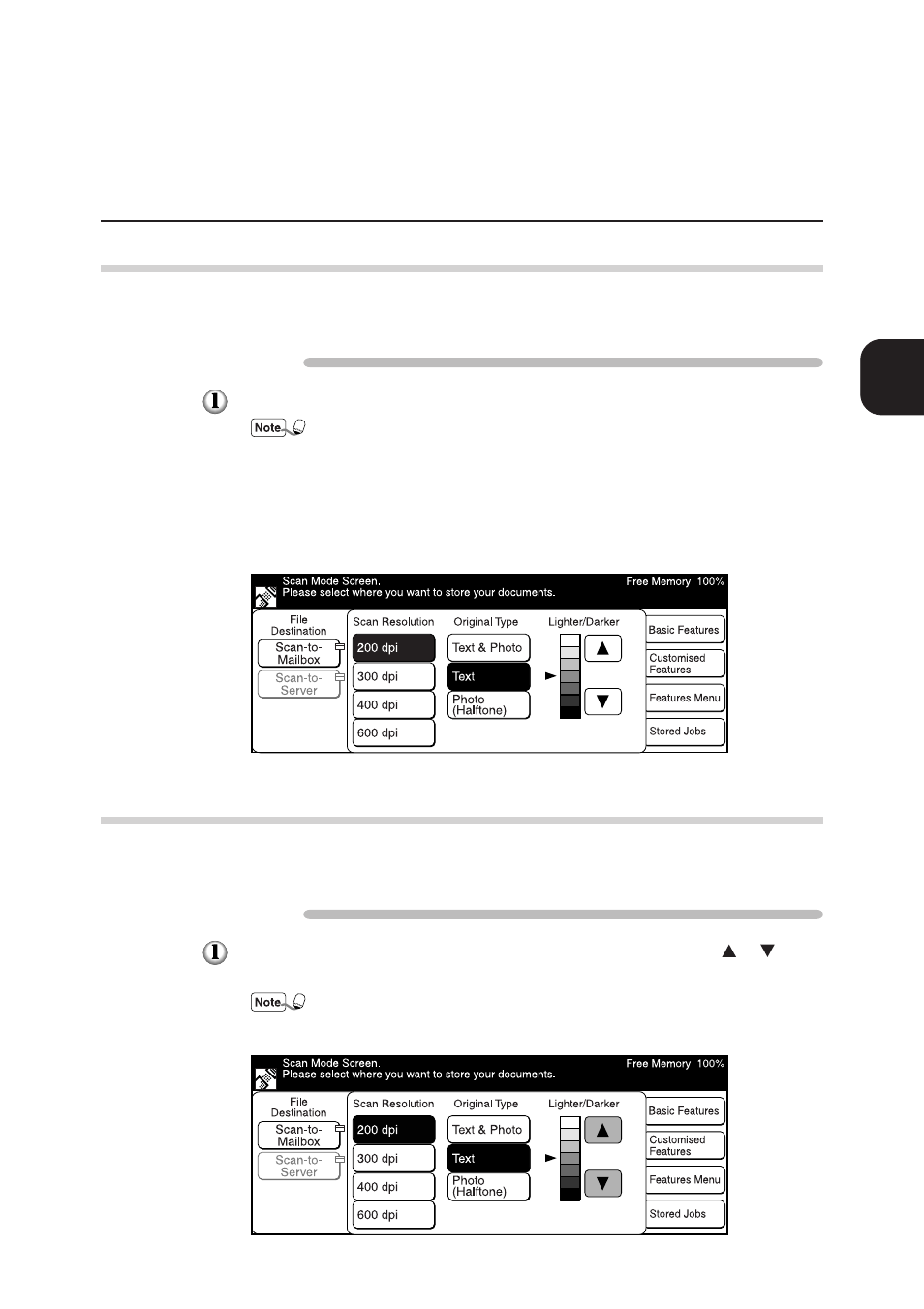 Operating the scanner 21, 2 selecting the original type, 3 selecting the density level | Panasonic DA-PC700 User Manual | Page 29 / 65