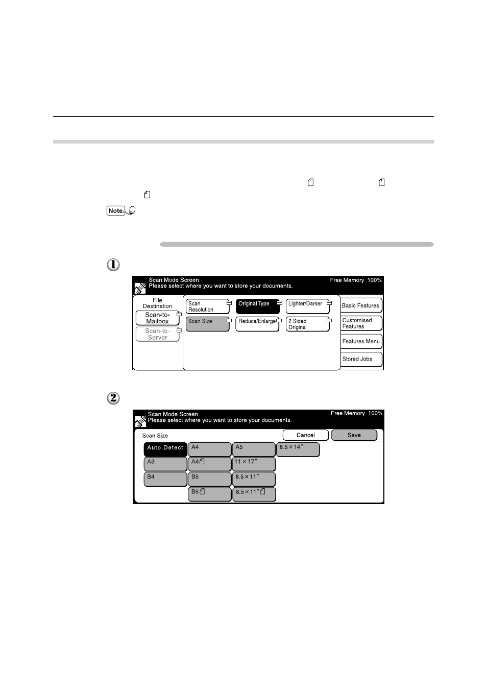 4 selecting the scan size | Panasonic DA-PC700 User Manual | Page 30 / 65