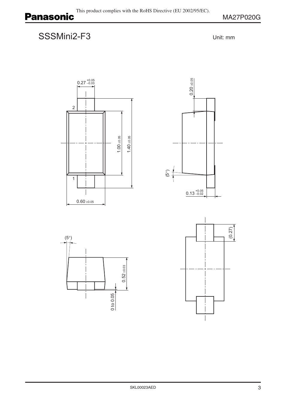 Sssmini2-f3, Unit: mm | Panasonic MA27P020G User Manual | Page 3 / 4