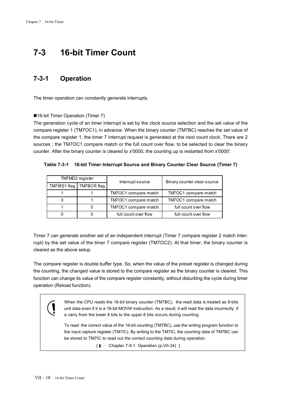 3 16-bit timer count, 3-1 operation | Panasonic MN101C77C User Manual | Page 270 / 544