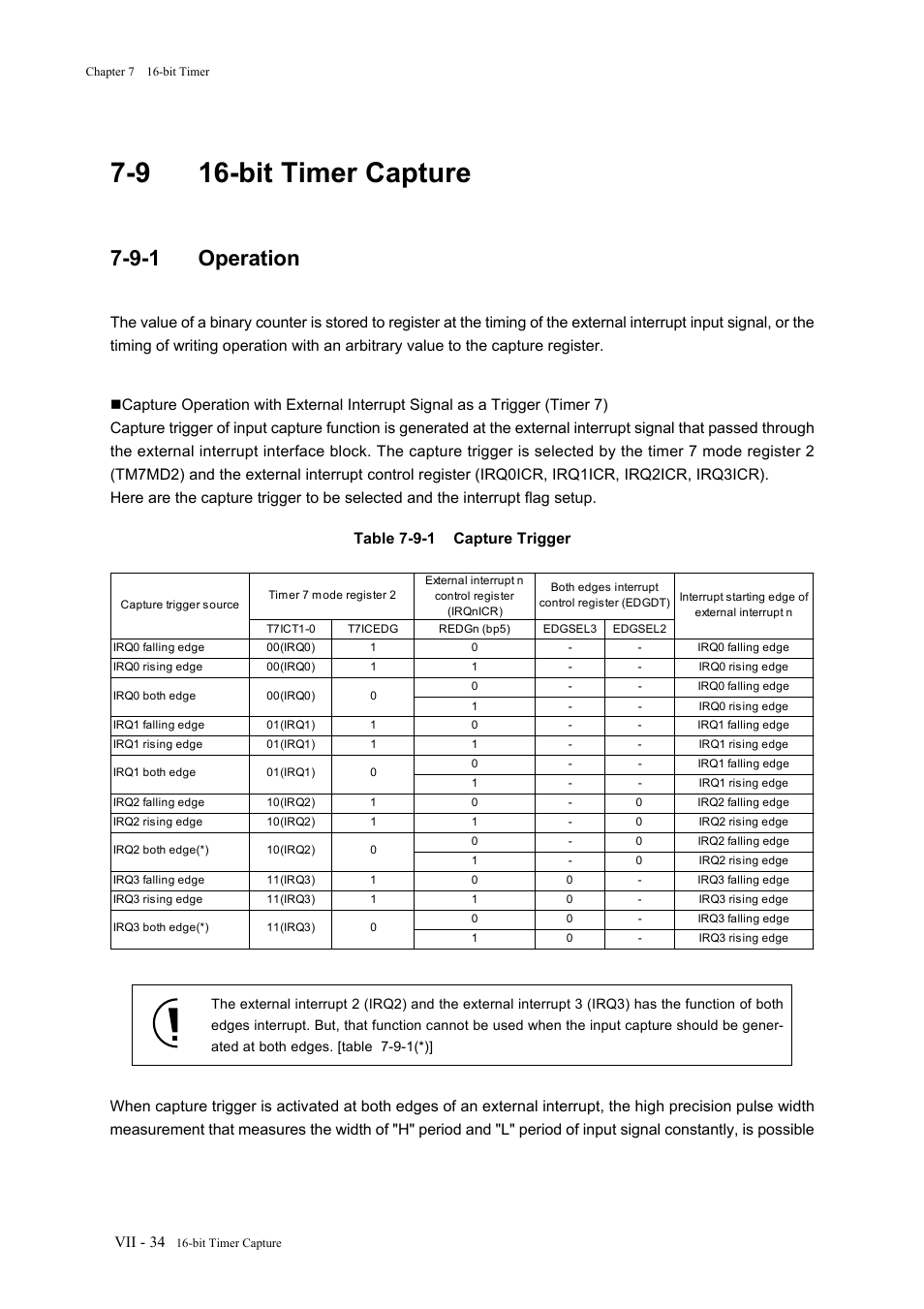 9 16-bit timer capture, 9-1 operation, Vii - 34 | Panasonic MN101C77C User Manual | Page 294 / 544