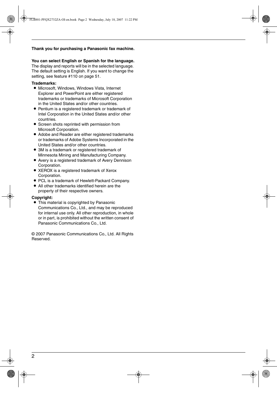 Panasonic KX-FLB881 User Manual | Page 2 / 104