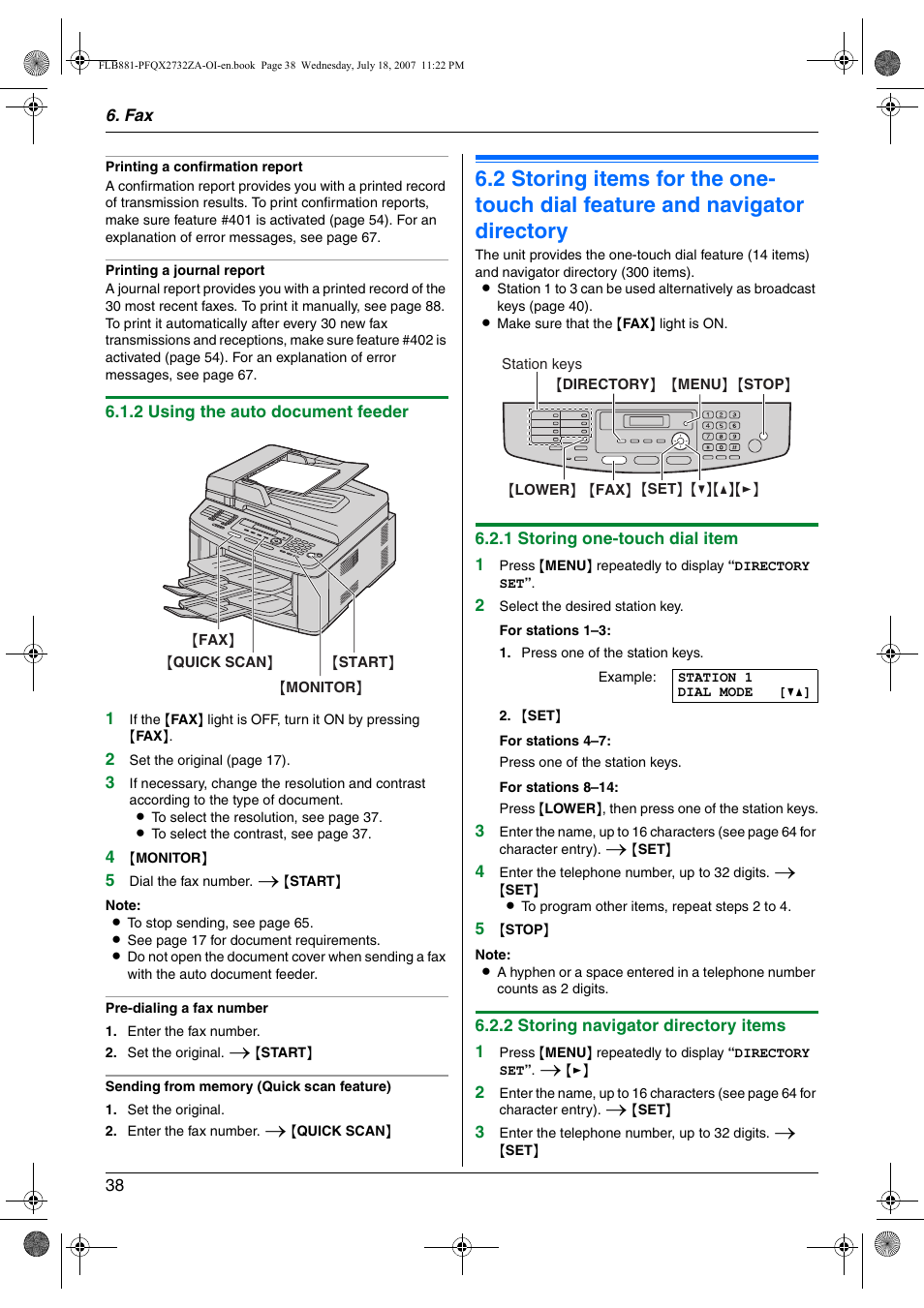 Panasonic KX-FLB881 User Manual | Page 38 / 104