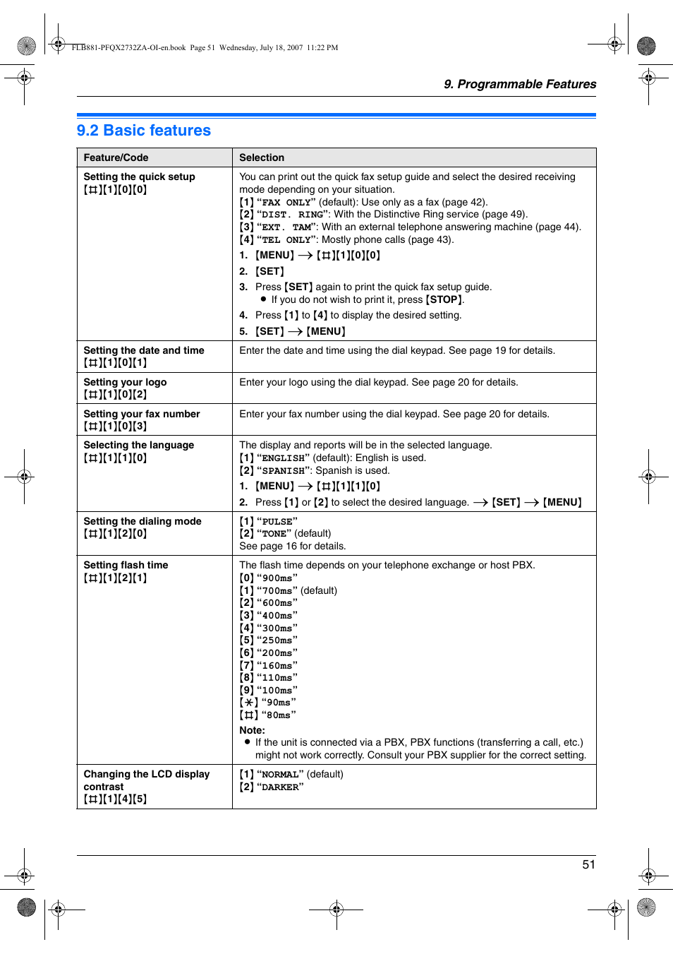 2 basic features, Basic features, 2 basic features | Panasonic KX-FLB881 User Manual | Page 51 / 104