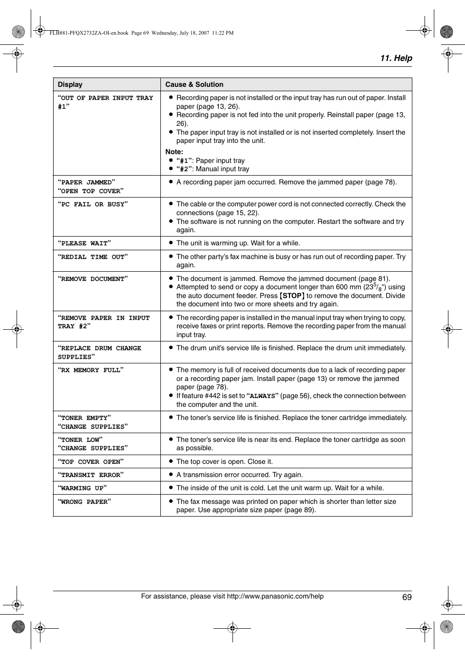 Panasonic KX-FLB881 User Manual | Page 69 / 104