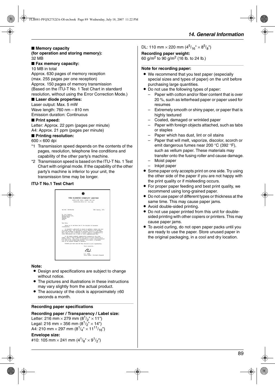 General information 89 | Panasonic KX-FLB881 User Manual | Page 89 / 104