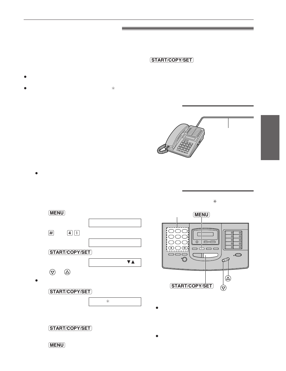 Special receiving features, Remote fax receiving, Receiving using an extension telephone | Changing the remote fax activation code | Panasonic KX-FM220 User Manual | Page 41 / 112