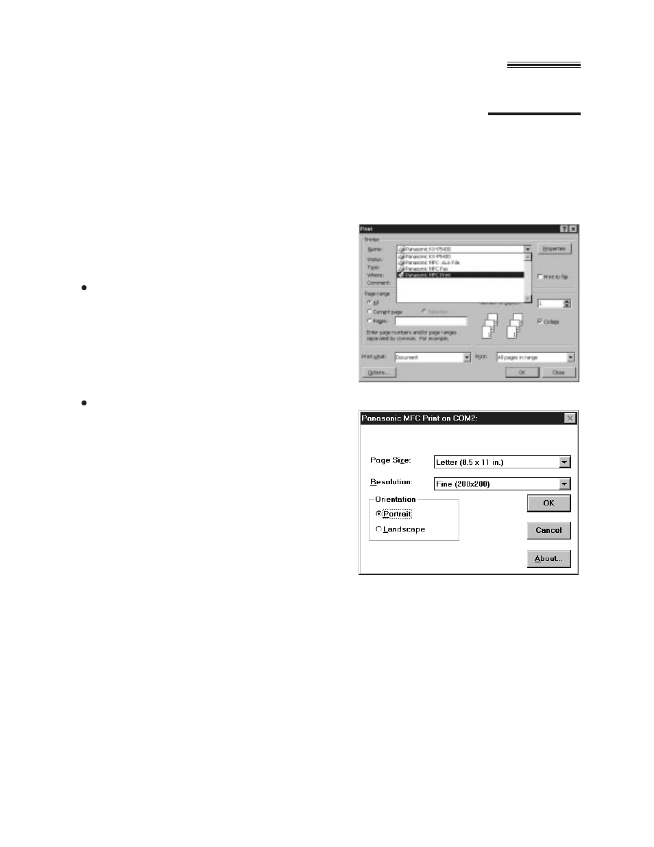 Printing/faxing from a windows application, Printing documents from a windows application | Panasonic KX-FM220 User Manual | Page 76 / 112