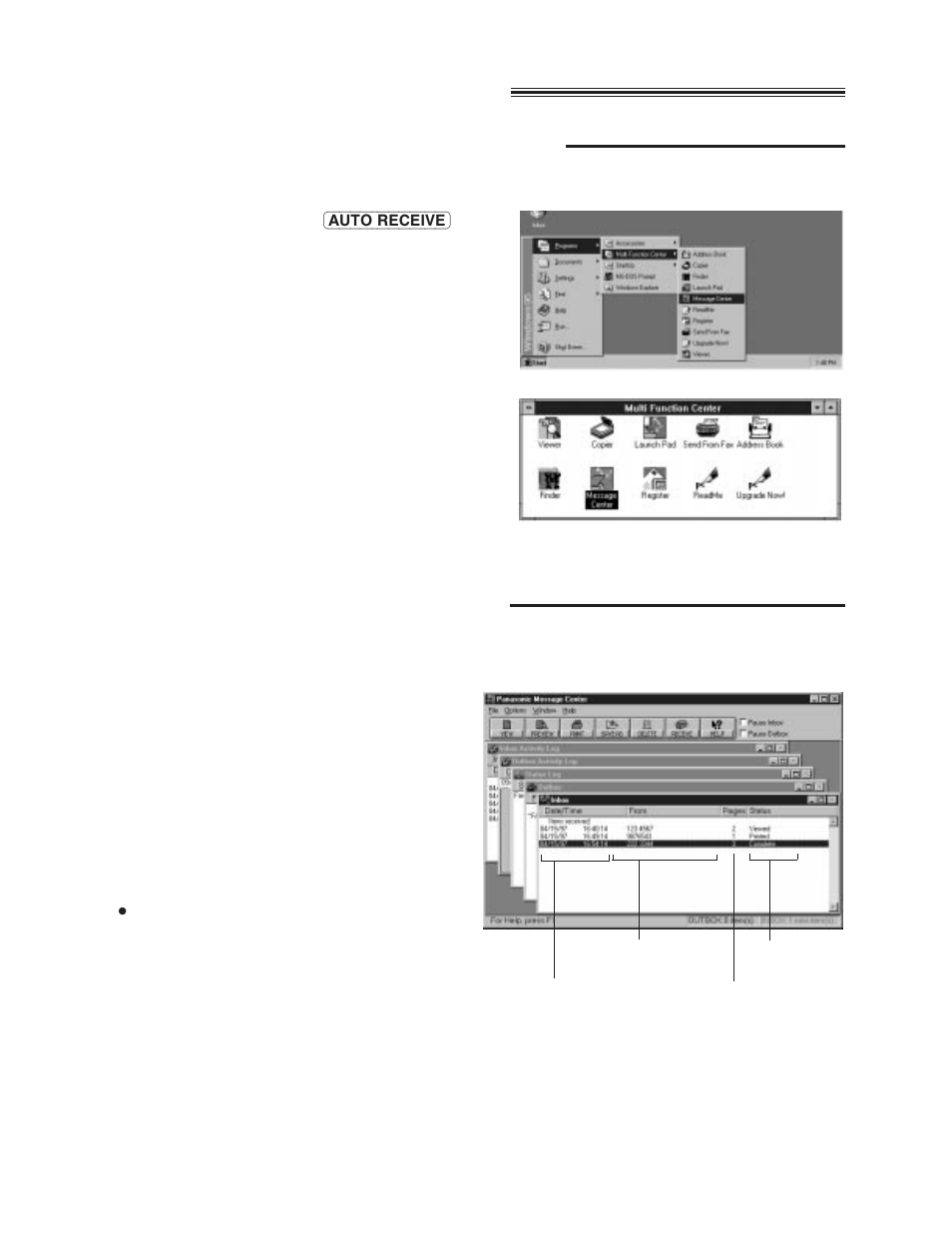 Receiving faxes on your pc, Setup for receiving faxes on your pc, Viewing the list of faxes received | Panasonic KX-FM220 User Manual | Page 80 / 112