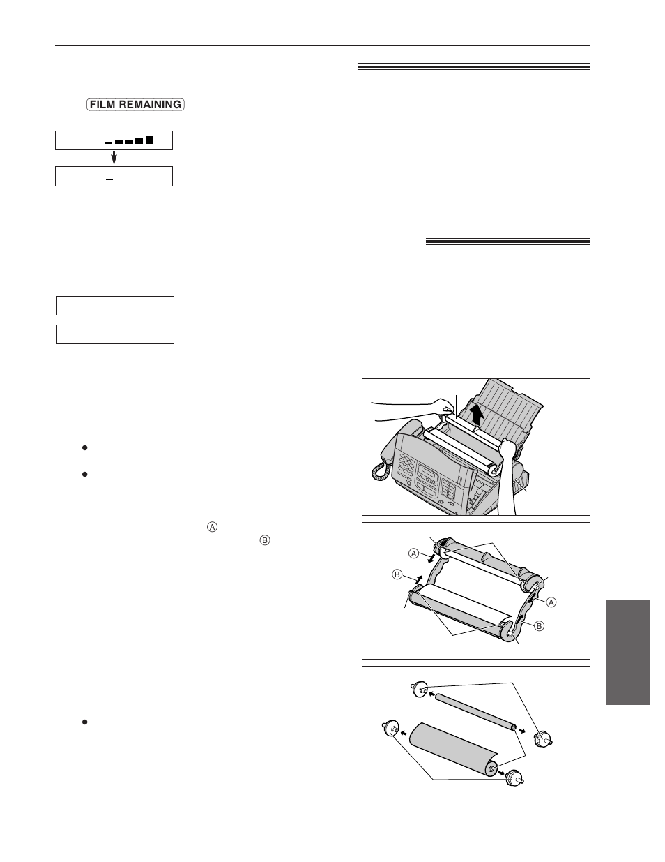 Routine care, Checking the remaining film, Replacing the film or film cartridge | Panasonic KX-FM220 User Manual | Page 99 / 112