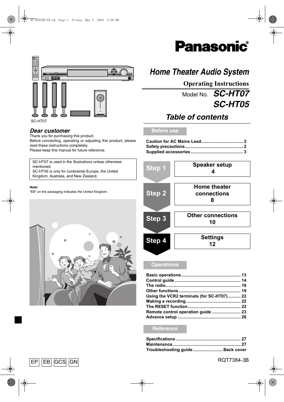 Panasonic SC-HT07  EN User Manual | 28 pages