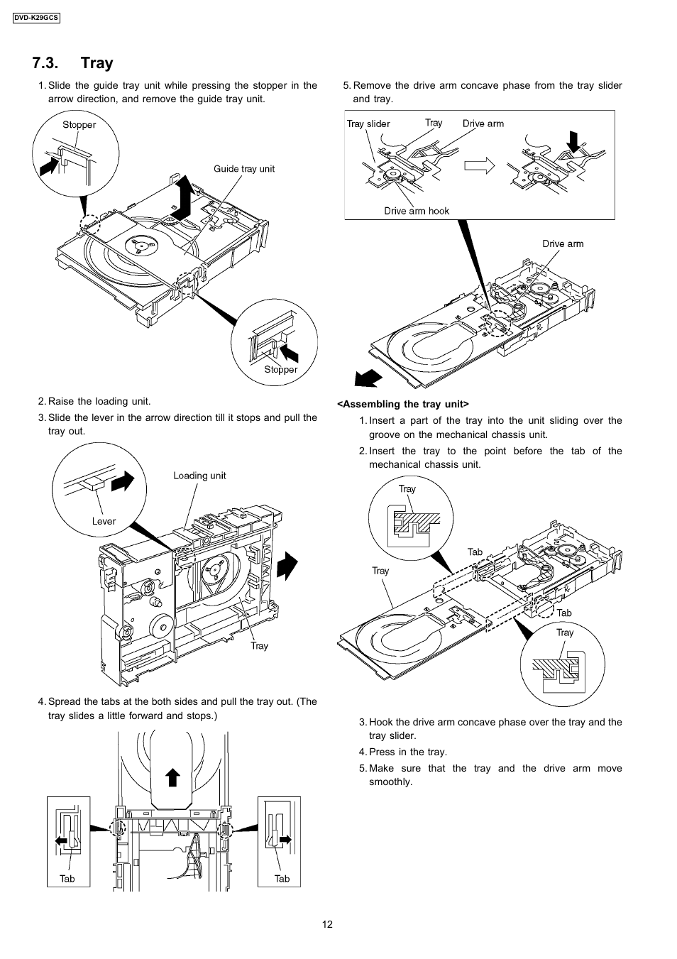 Tray | Panasonic DVD-K29GCS User Manual | Page 12 / 64