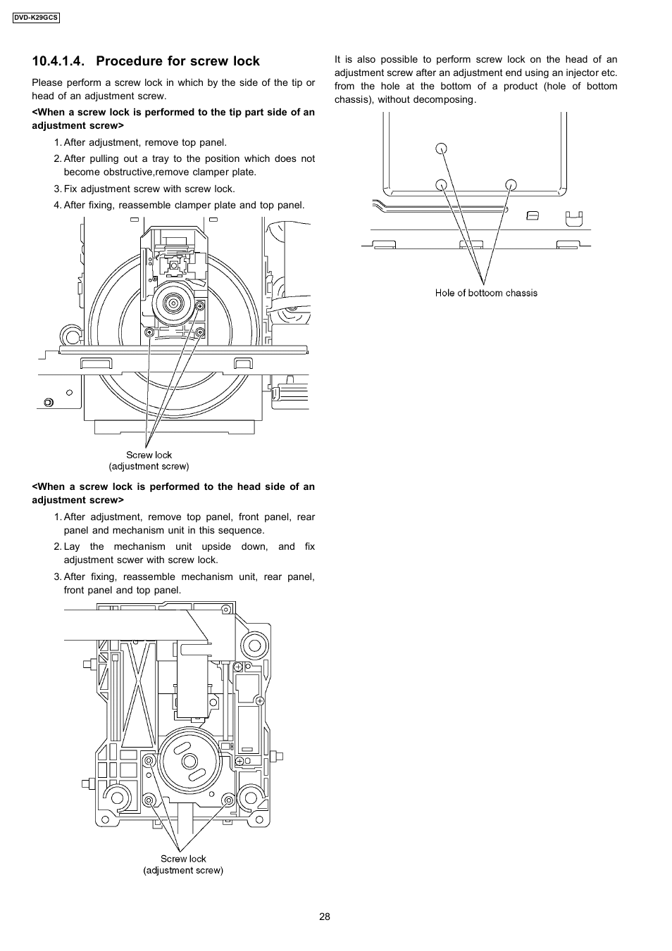 Procedure for screw lock | Panasonic DVD-K29GCS User Manual | Page 28 / 64