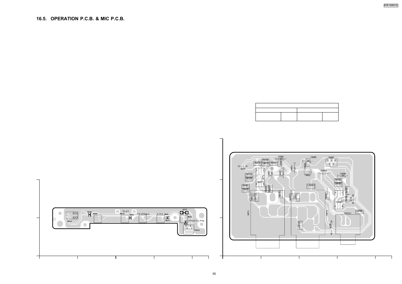 Operation p.c.b. & mic p.c.b | Panasonic DVD-K29GCS User Manual | Page 55 / 64