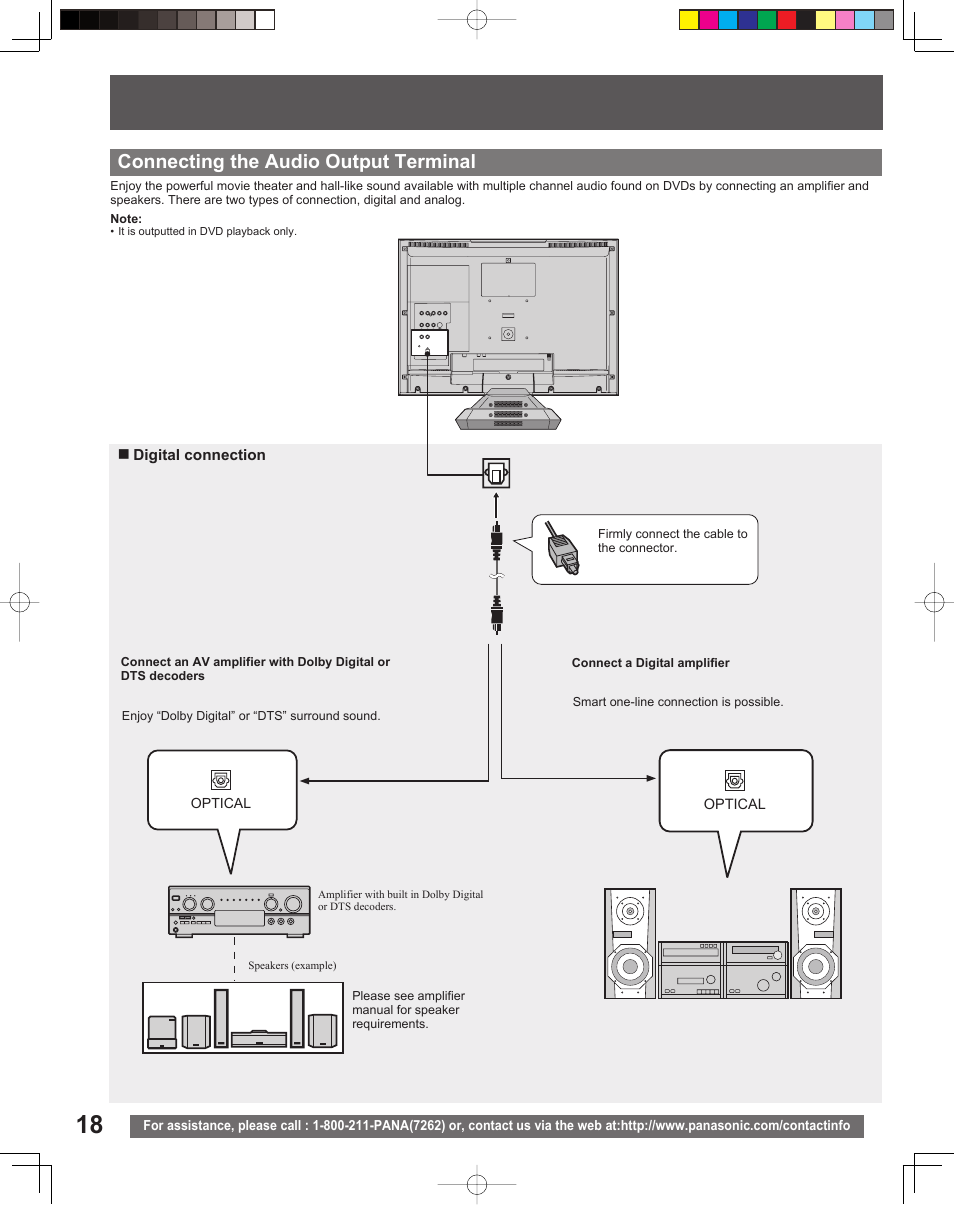 Connecting the audio output terminal | Panasonic TC 22LR30 User Manual | Page 18 / 92