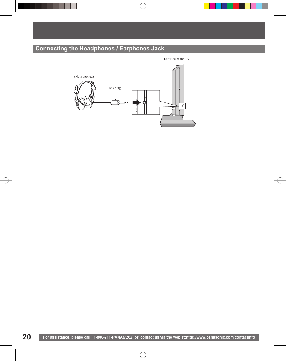 Connecting the headphones / earphones jack | Panasonic TC 22LR30 User Manual | Page 20 / 92