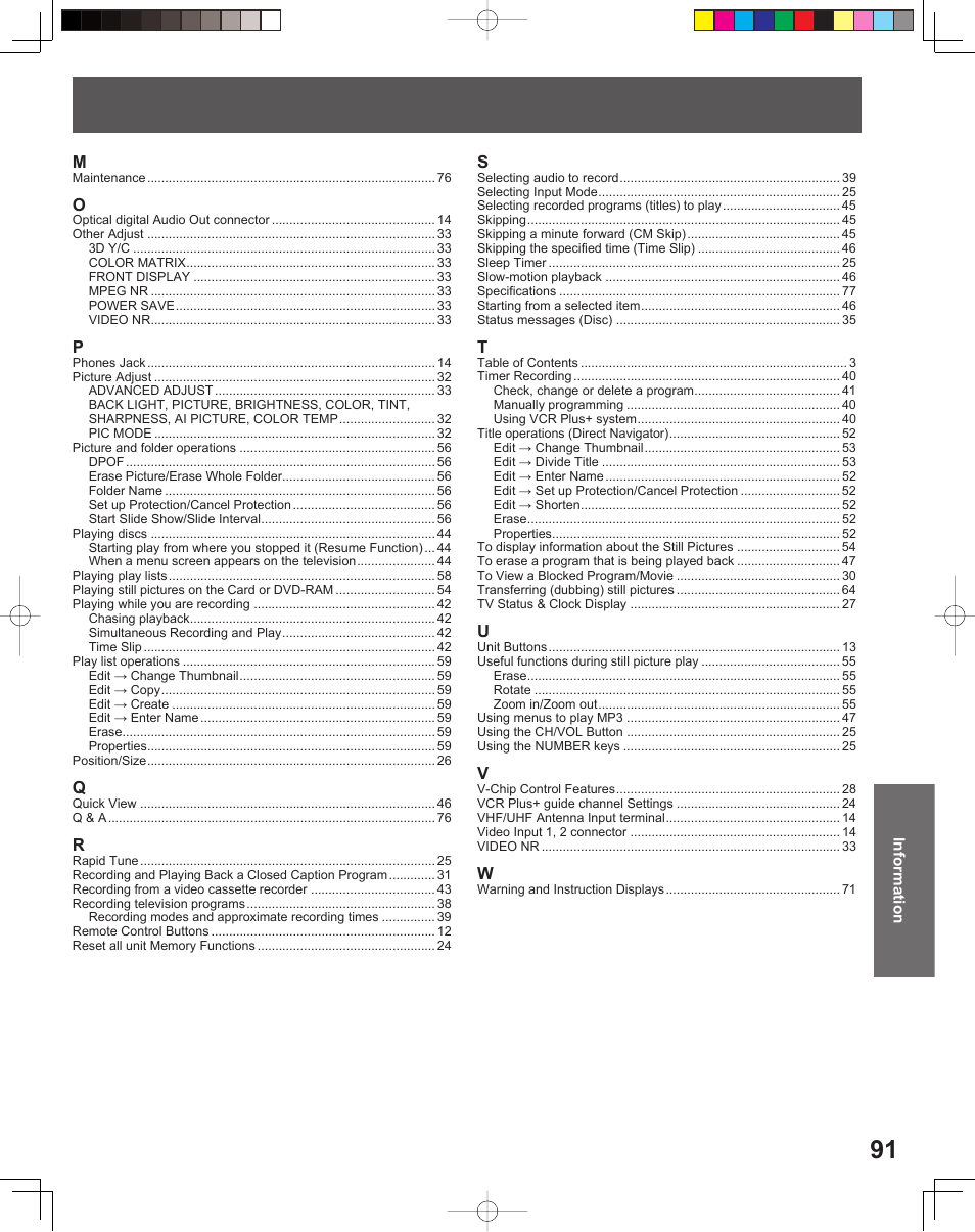 Panasonic TC 22LR30 User Manual | Page 91 / 92