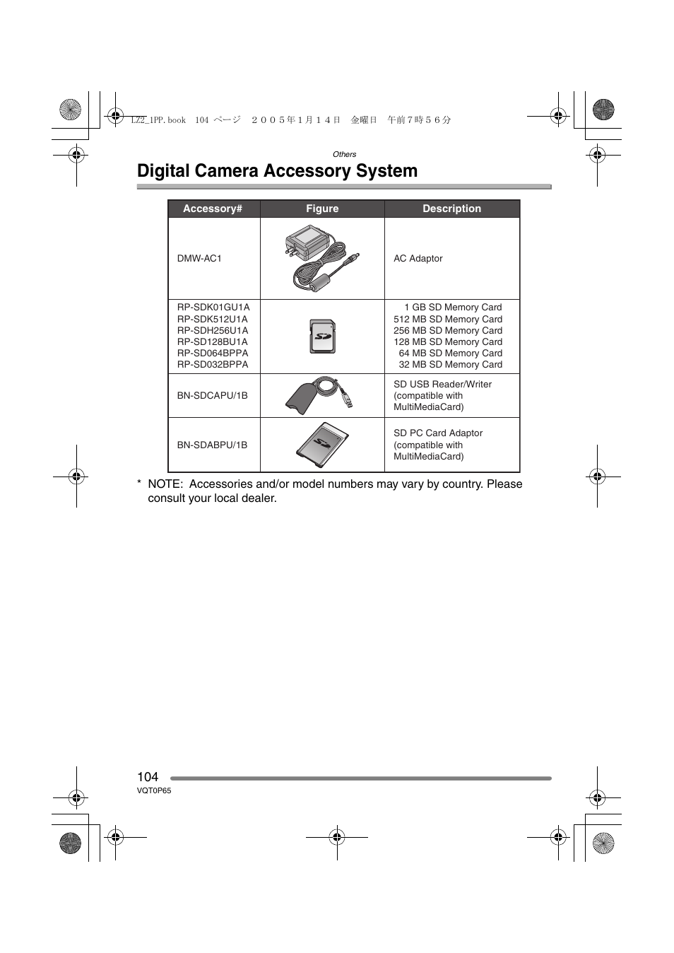 Digital camera accessory system | Panasonic DMC-LZ1PP User Manual | Page 104 / 116