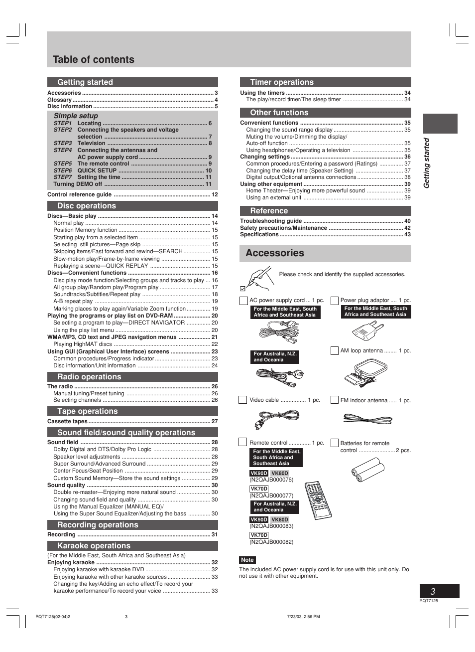 Panasonic SC-VK90D User Manual | Page 3 / 44