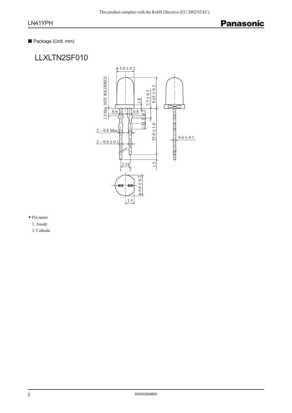 Llxltn2sf010, Ln41yph | Panasonic LN41YPH User Manual | Page 2 / 3