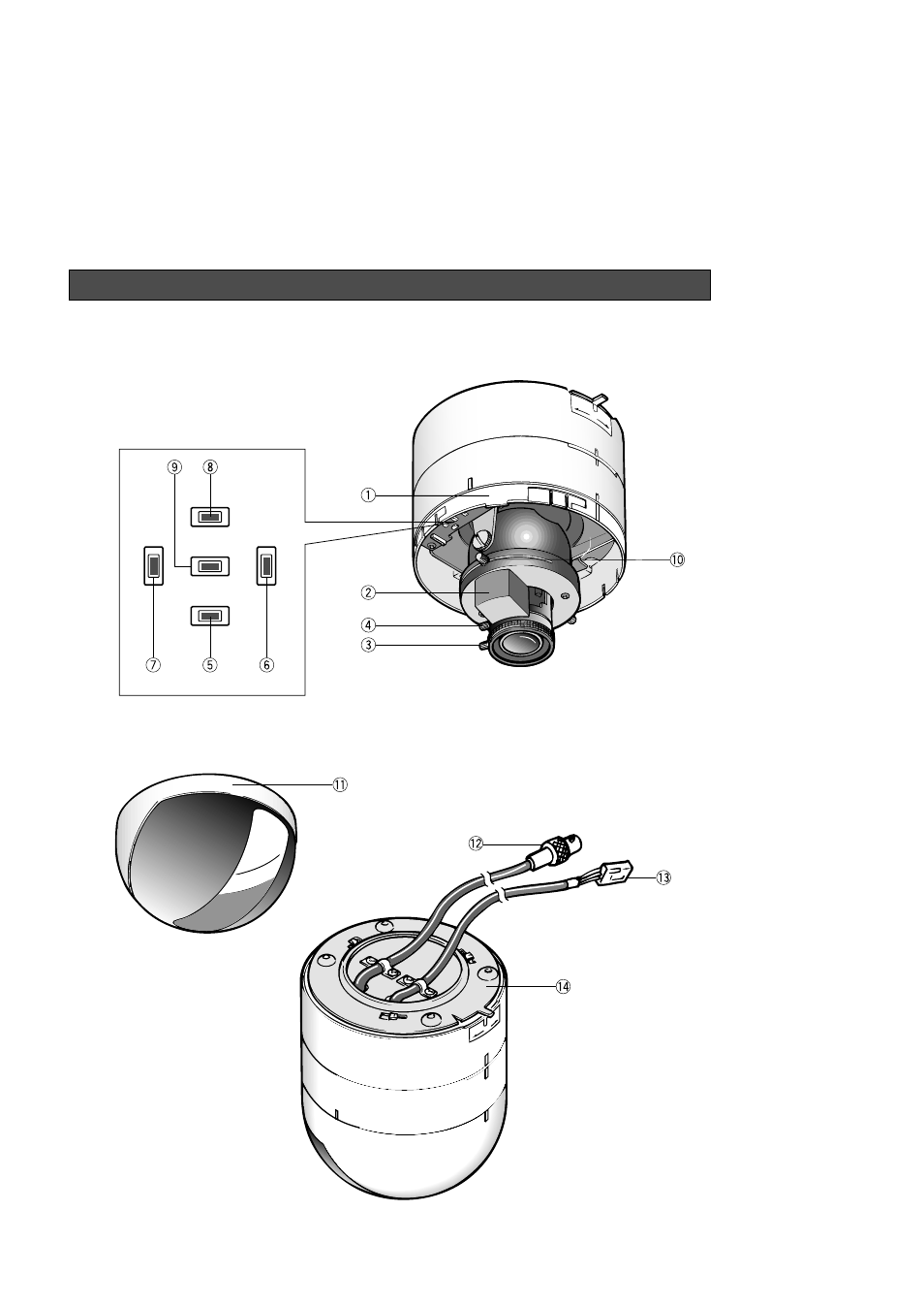 Major operating controls and their functions, Left right set down up | Panasonic WV-CF254 User Manual | Page 5 / 24