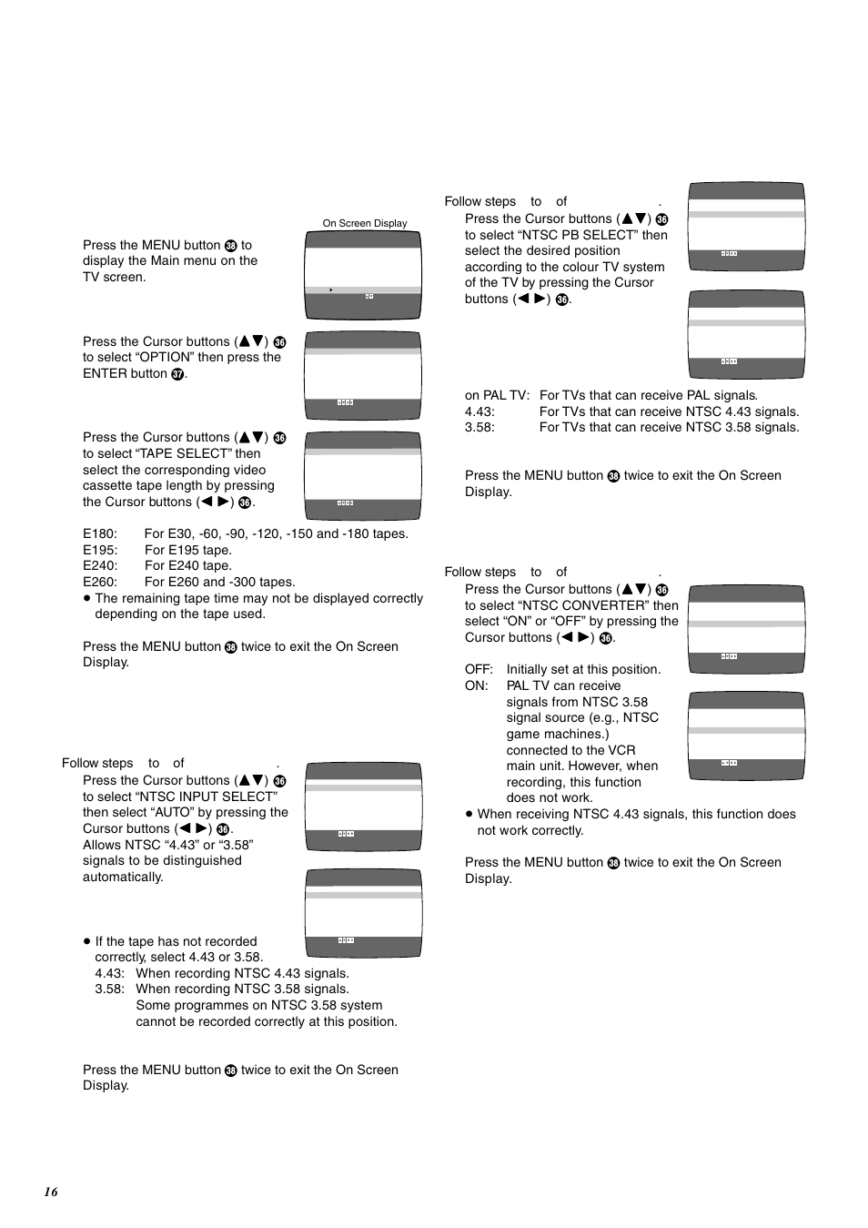 Option setting, To play a ntsc game on pal system tv | Panasonic NV-FJ600 User Manual | Page 16 / 34