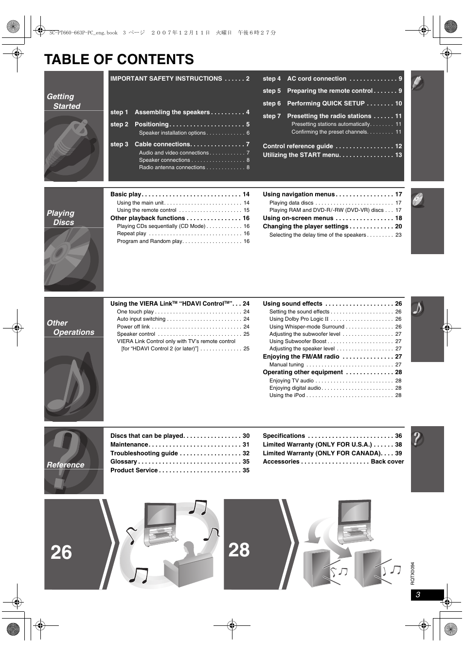 Panasonic SC-PT754 User Manual | Page 3 / 40