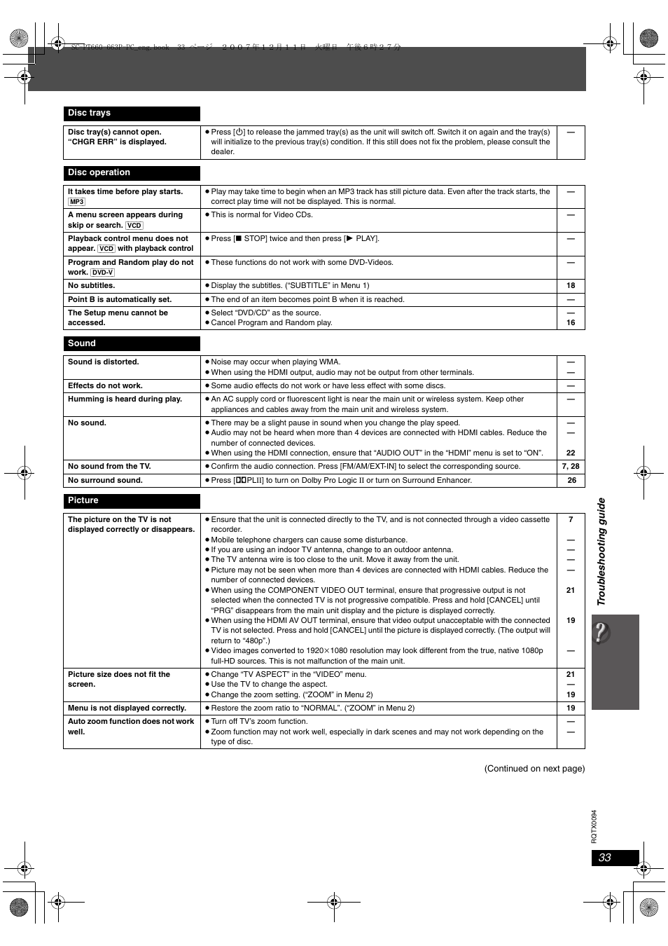Panasonic SC-PT754 User Manual | Page 33 / 40
