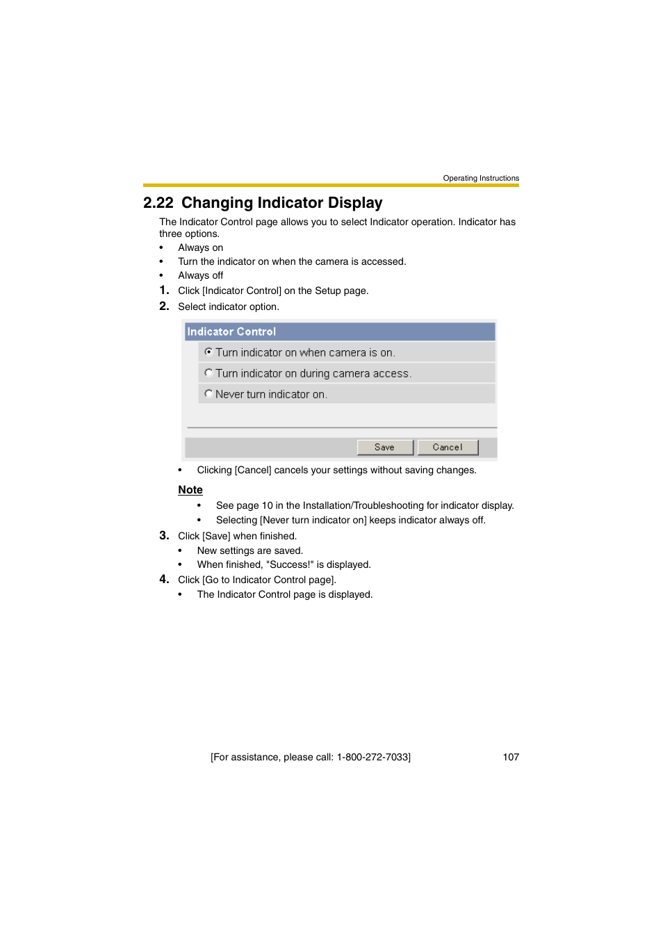 22 changing indicator display | Panasonic KX-HCM280A User Manual | Page 107 / 148