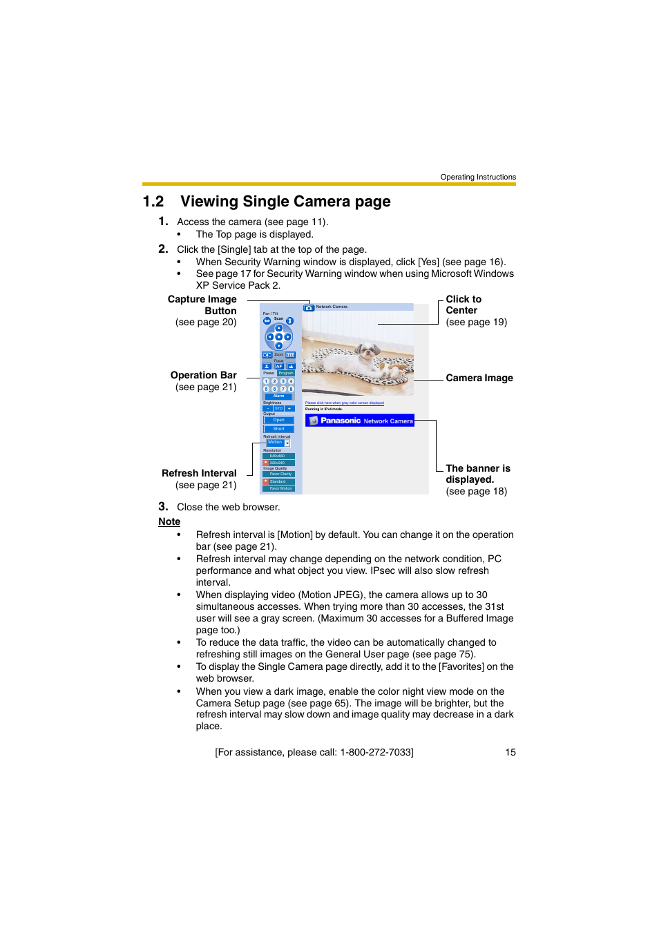 Ge 15, 2 viewing single camera page | Panasonic KX-HCM280A User Manual | Page 15 / 148