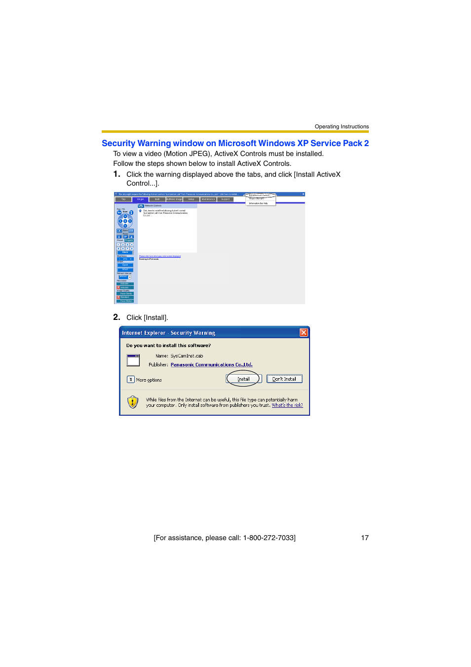 Click [install, Operating instructions | Panasonic KX-HCM280A User Manual | Page 17 / 148