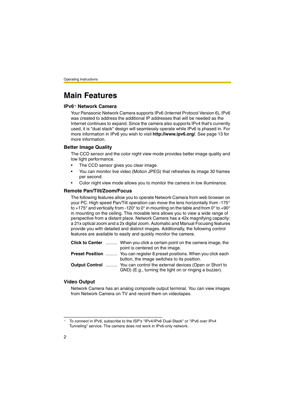 Main features | Panasonic KX-HCM280A User Manual | Page 2 / 148