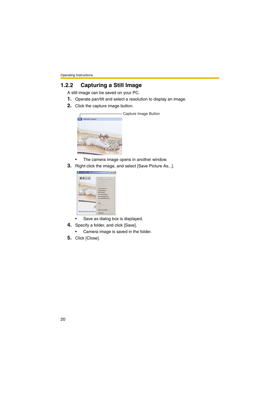 2 capturing a still image, E 20 | Panasonic KX-HCM280A User Manual | Page 20 / 148