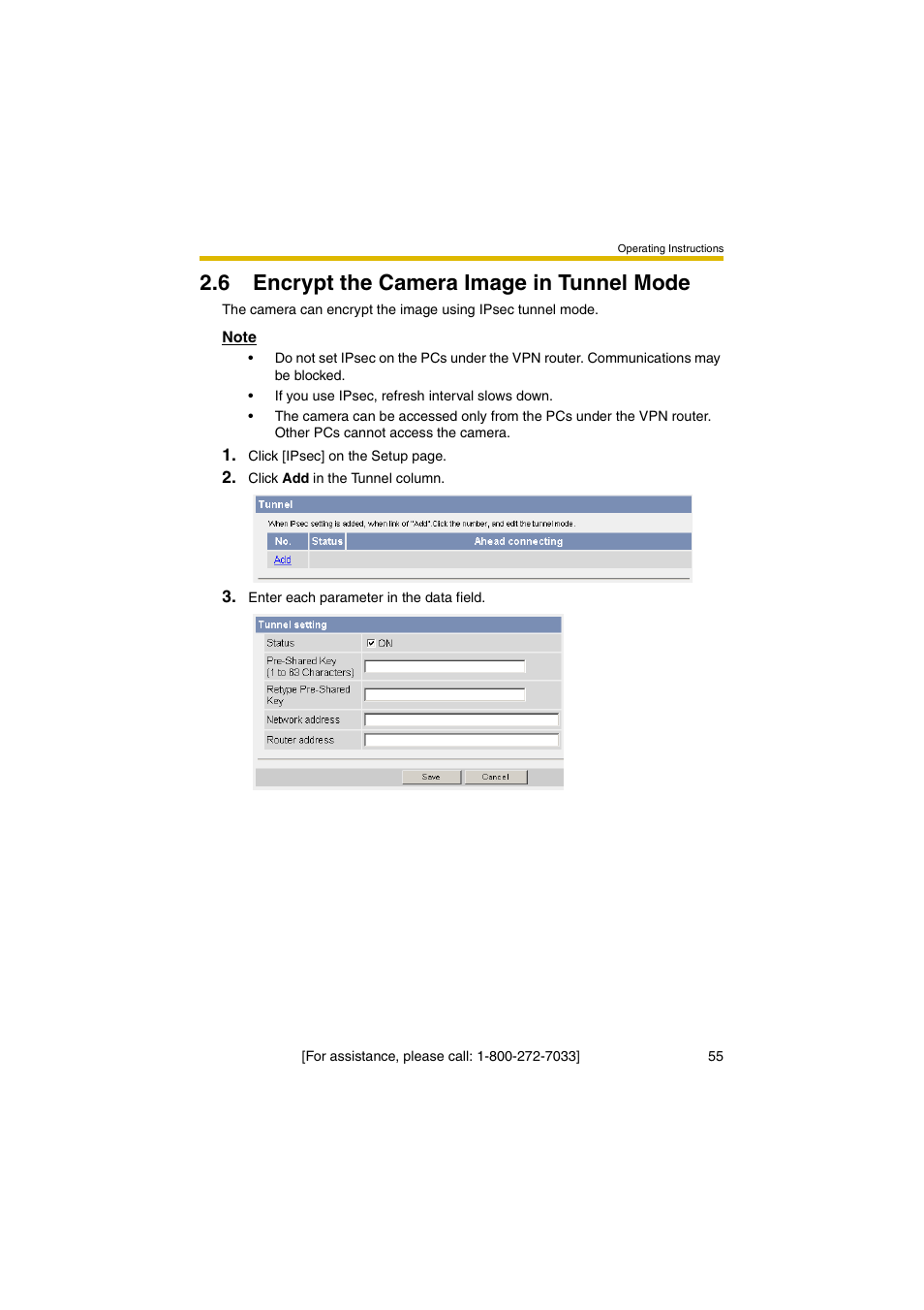 6 encrypt the camera image in tunnel mode | Panasonic KX-HCM280A User Manual | Page 55 / 148