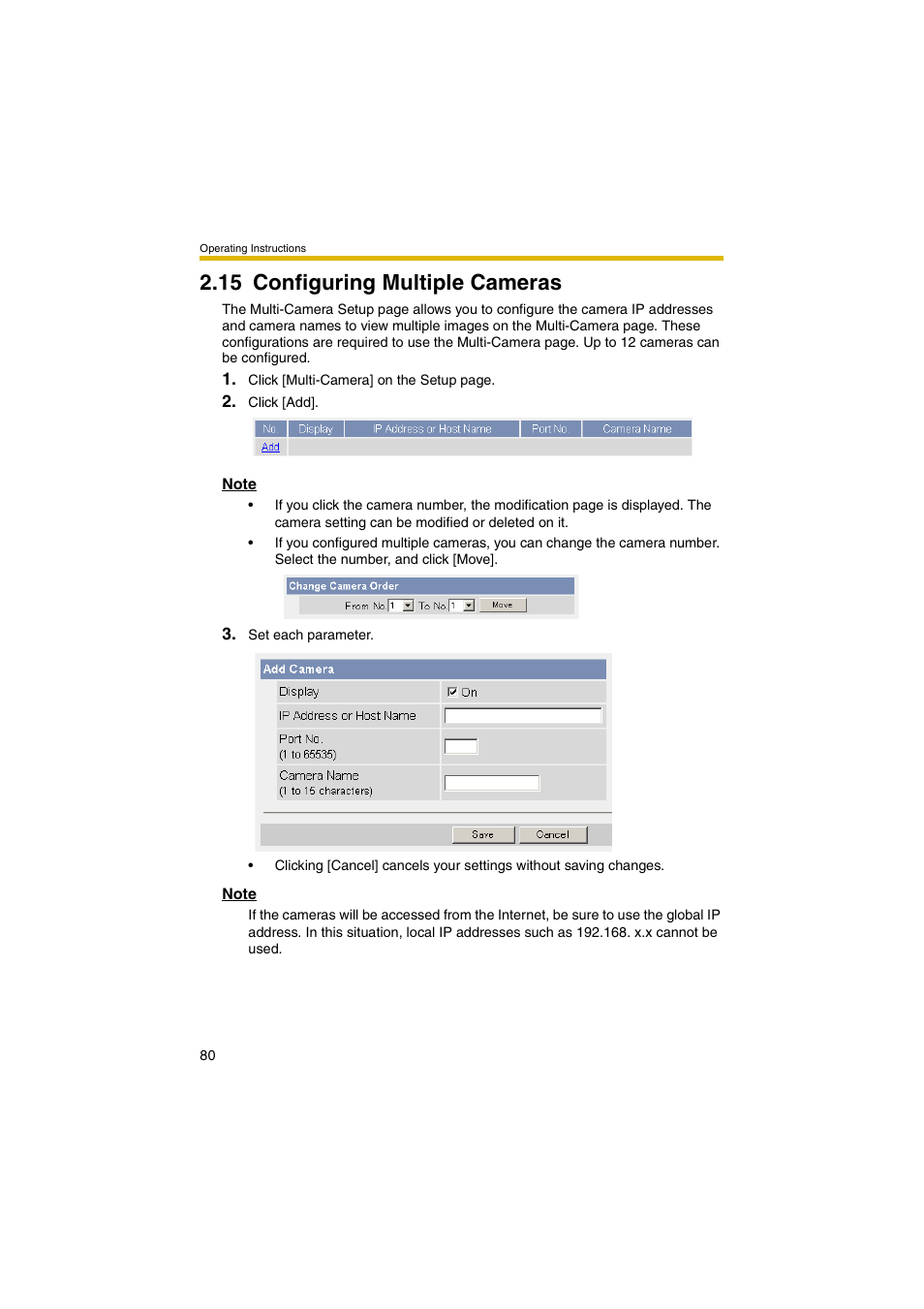 15 configuring multiple cameras | Panasonic KX-HCM280A User Manual | Page 80 / 148