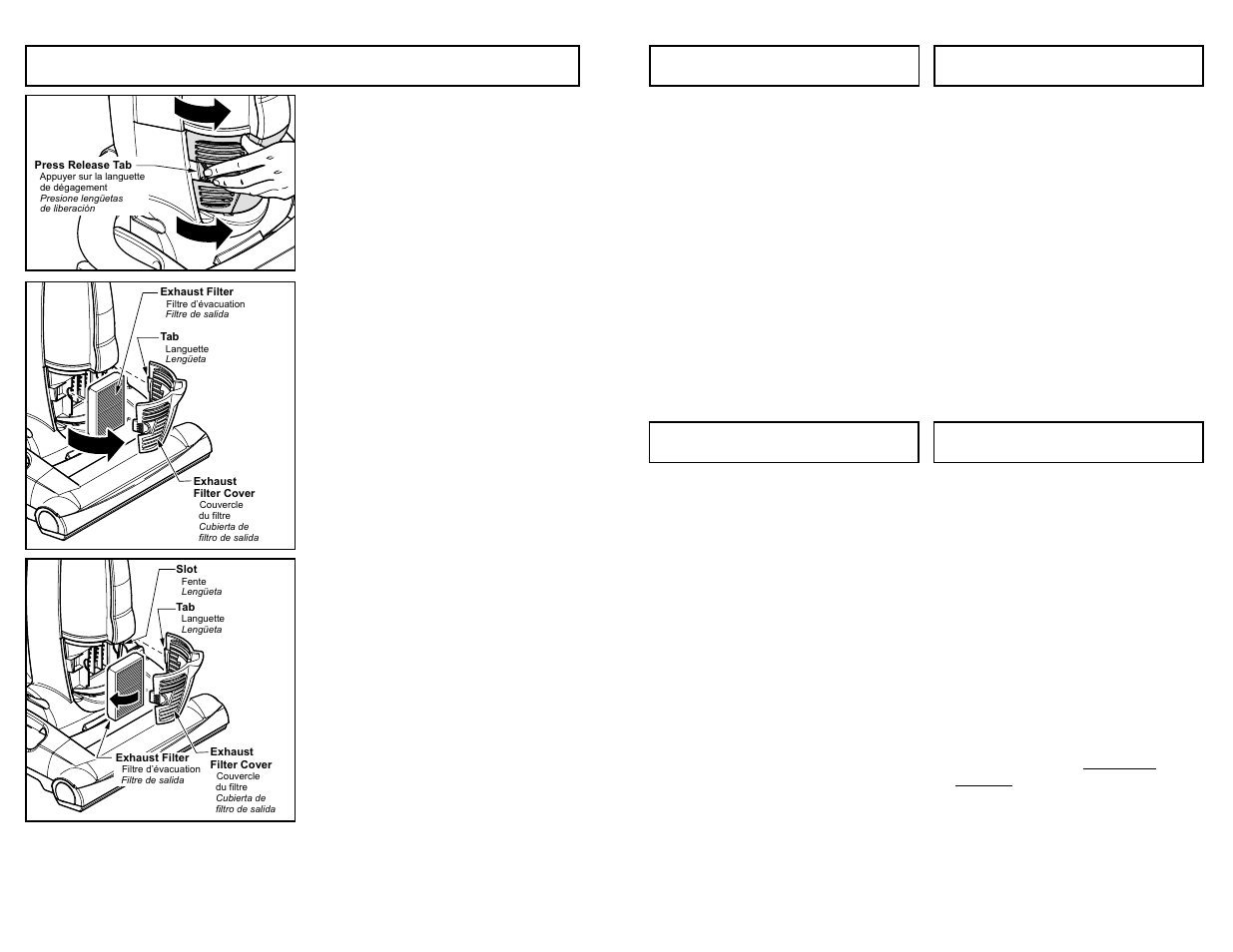 Replacing hepa exhaust filter | Panasonic MC-V7720 User Manual | Page 38 / 60