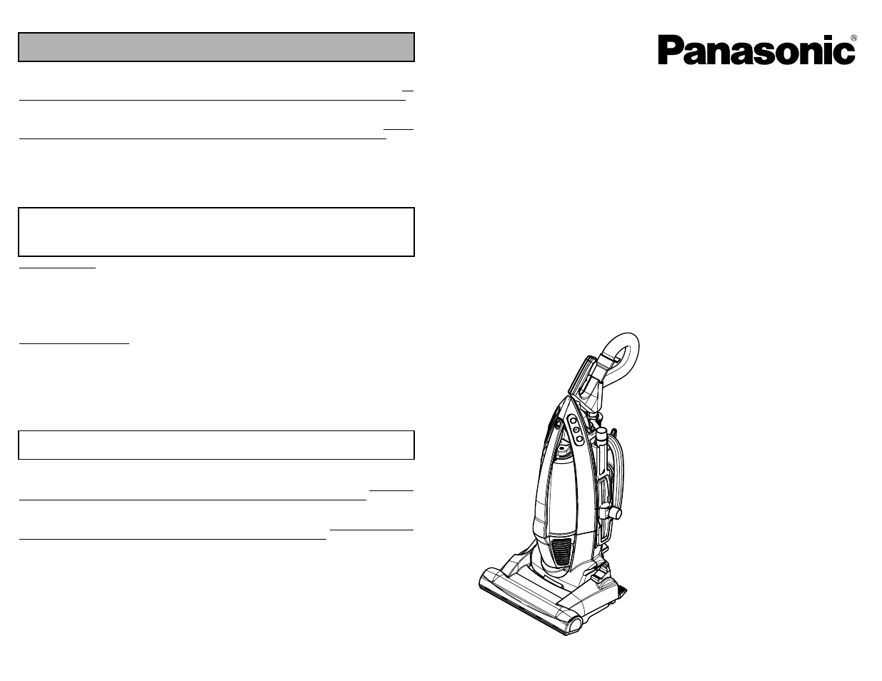 What to do when service is needed, Service apres-vente, Cuando necesita servicio | Mc-v7720, Instrucciones de operación, Operating instructions manuel d’utilisation, Aspiradora, Vacuum cleaner aspirateur | Panasonic MC-V7720 User Manual | Page 60 / 60