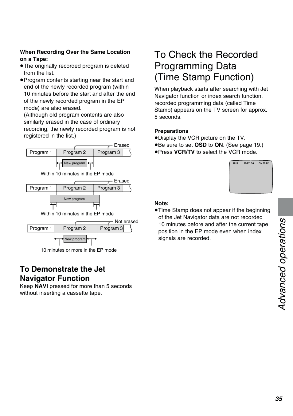 Advanced operations | Panasonic NV-FJ610PMP User Manual | Page 35 / 43