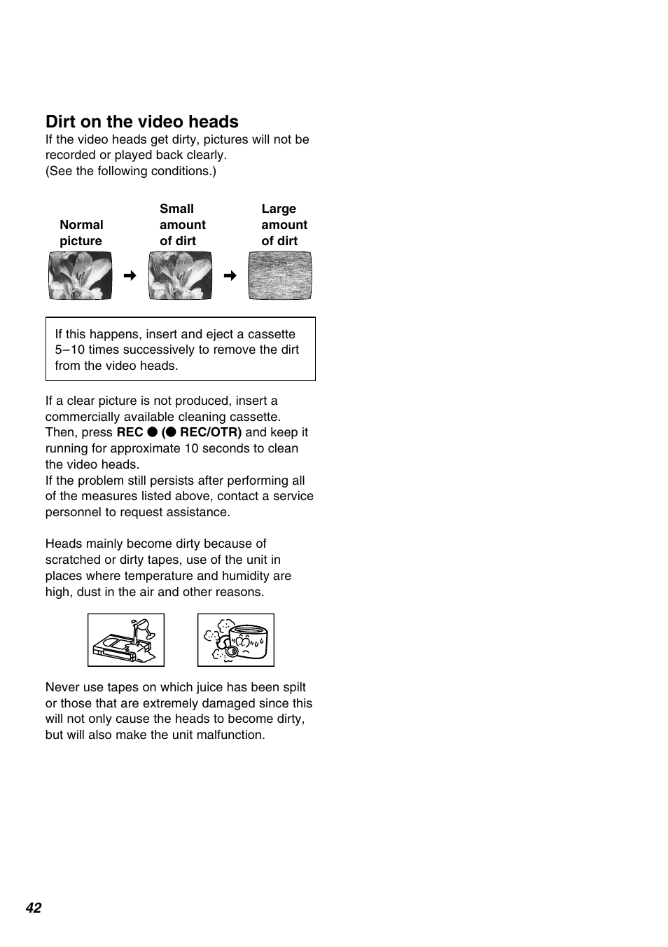 Dirt on the video heads | Panasonic NV-FJ610PMP User Manual | Page 42 / 43