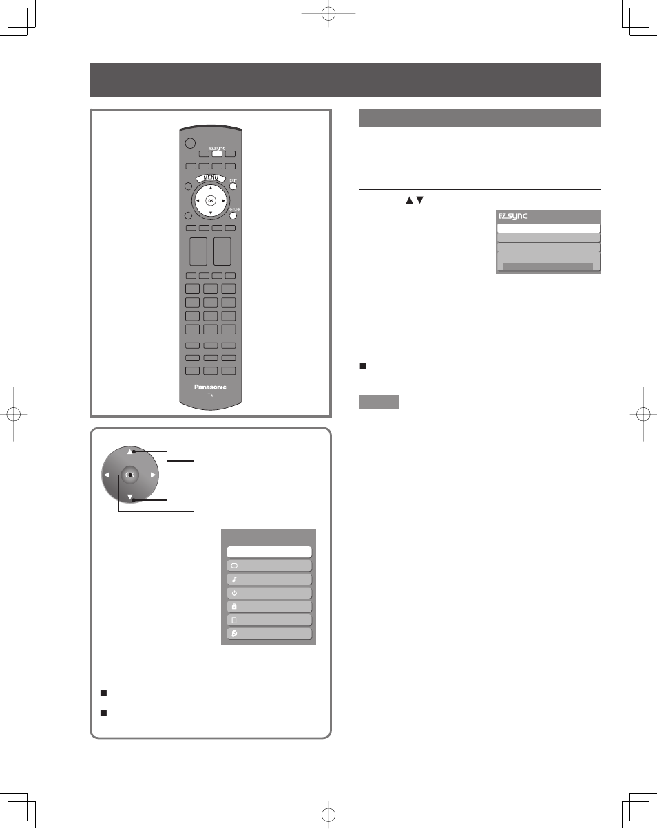 Enjoy more, Ez sync feature, Ez sync™ feature | Ez sync | Panasonic PT-50LCZ70 User Manual | Page 34 / 68