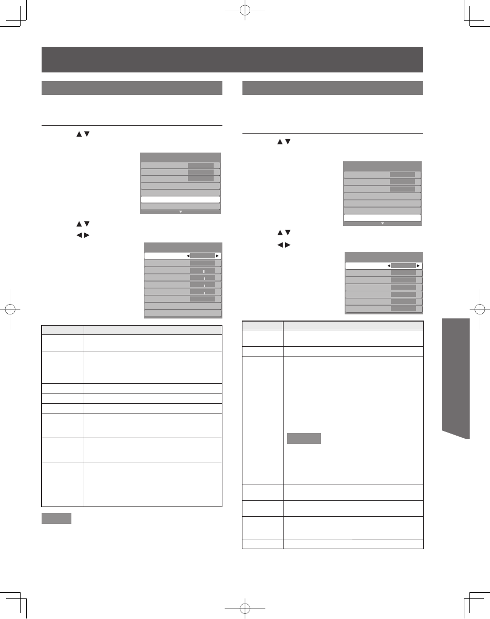 Advanced op er a tion, Pc adjust, Other adjust | Panasonic PT-50LCZ70 User Manual | Page 37 / 68