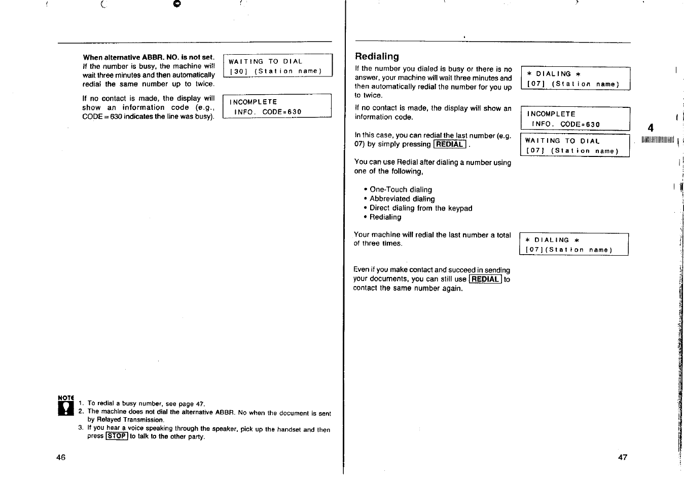 Redialing | Panasonic Panafax UF-160 User Manual | Page 25 / 69
