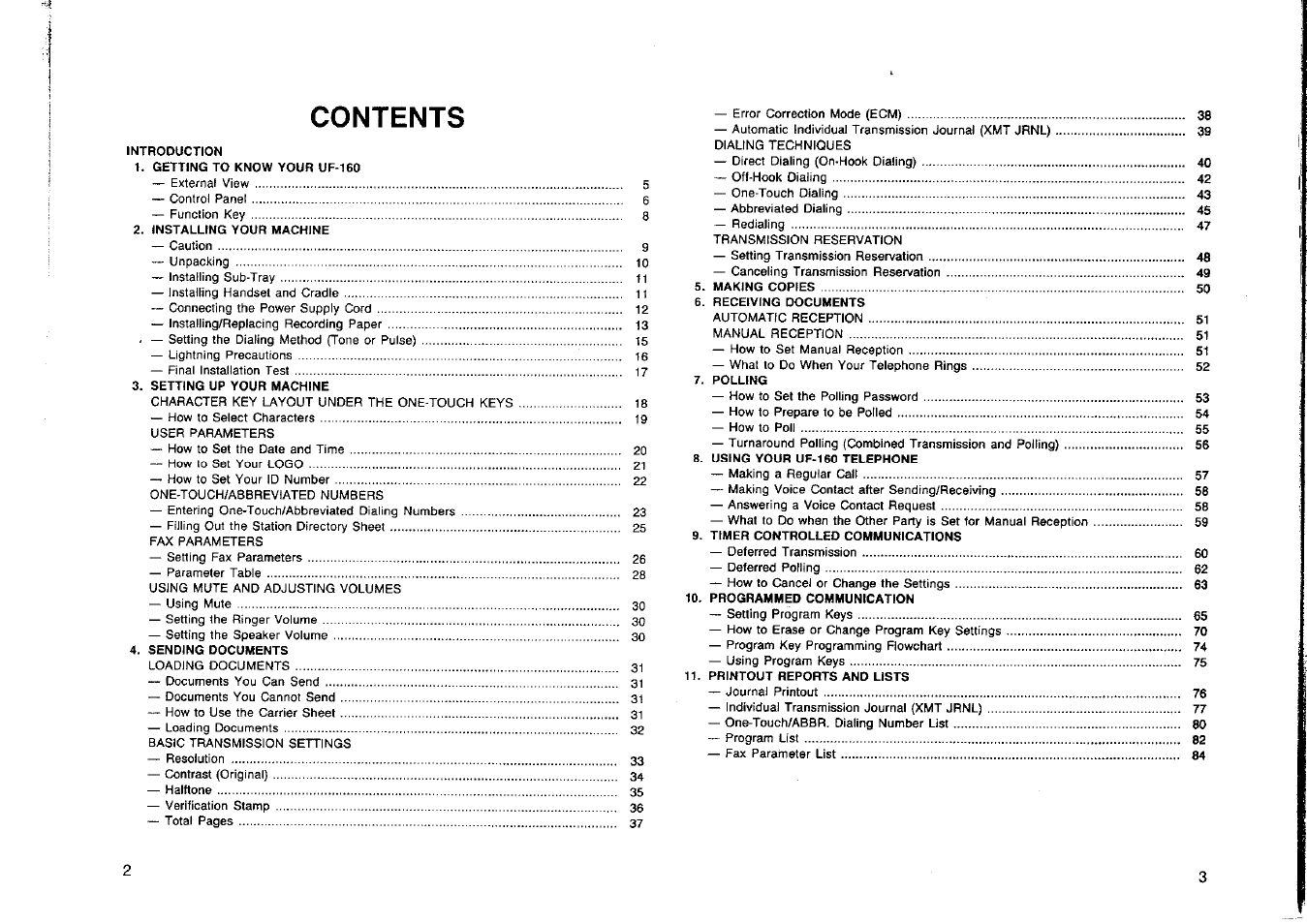 Panasonic Panafax UF-160 User Manual | Page 3 / 69